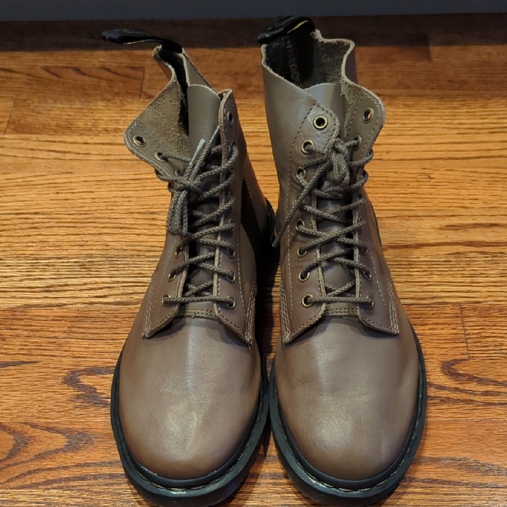 Dr. Martens Taupe Leather Boots